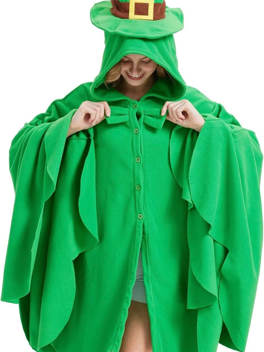 New Green Leprechaun Hooded Cape Costume -- OS